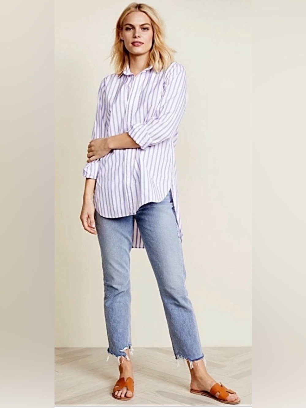 Frank & Eileen Grayson Shirt Button Down Blue Pink Stripe